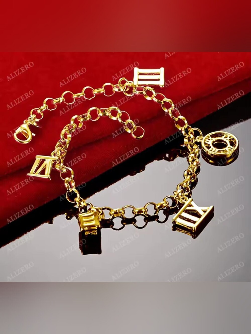 Fashion Jewelry Gold Charm Link Bracelet